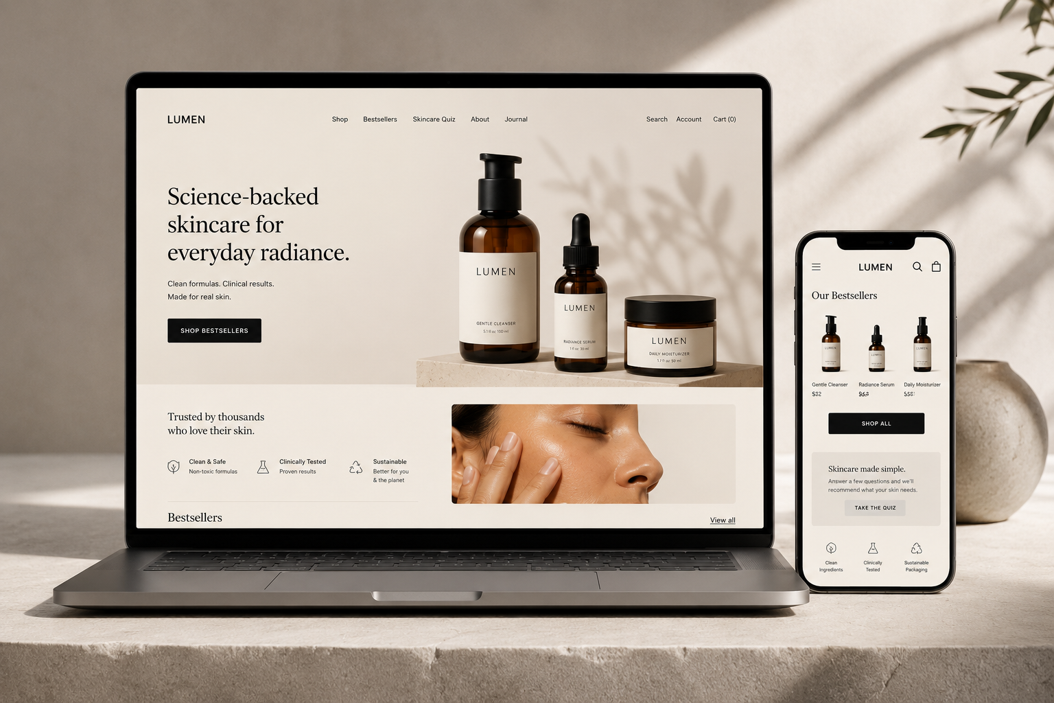 Commerce Experiences visual system mockup.